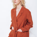 SANDER tailored pants and linen blazer caramel - MOO Linen Shop