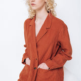 SANDER tailored pants and linen blazer caramel - MOO Linen Shop