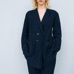 SANDER tailored pants and linen blazer dark blue - MOO Linen Shop