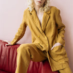 SANDER tailored pants and linen blazer mustard - MOO Linen Shop