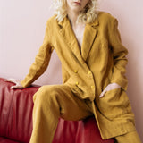 SANDER tailored pants and linen blazer mustard - MOO Linen Shop