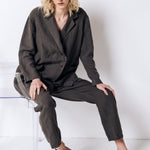 SANDER tailored pants and linen blazer antracite - MOO Linen Shop
