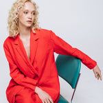 SANDER tailored pants and linen blazer coral red - MOO Linen Shop