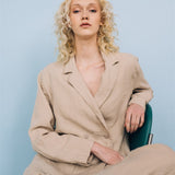 SANDER tailored pants and linen blazer beige - MOO Linen Shop