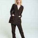 SANDER tailored pants and linen blazer espresso - MOO Linen Shop