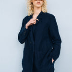 SANDER tailored pants and linen blazer dark blue - MOO Linen Shop