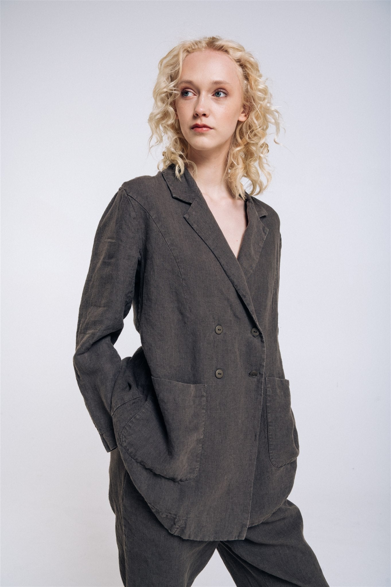 SANDER tailored pants and linen blazer antracite - MOO Linen Shop