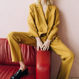 SANDER tailored pants and linen blazer mustard - MOO Linen Shop
