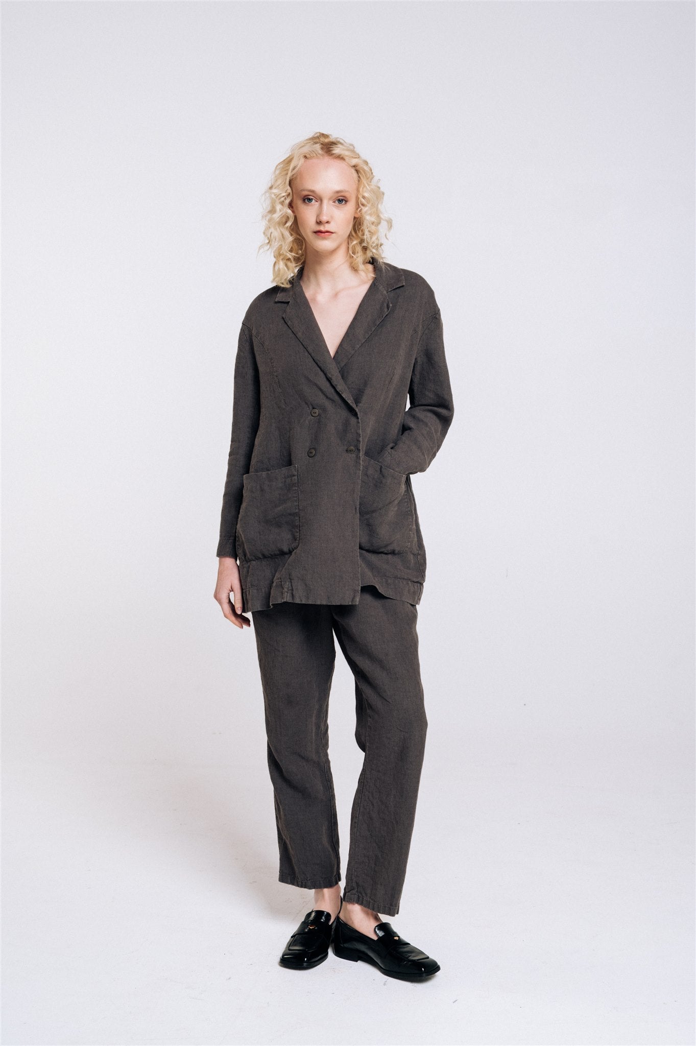 SANDER tailored pants and linen blazer antracite - MOO Linen Shop
