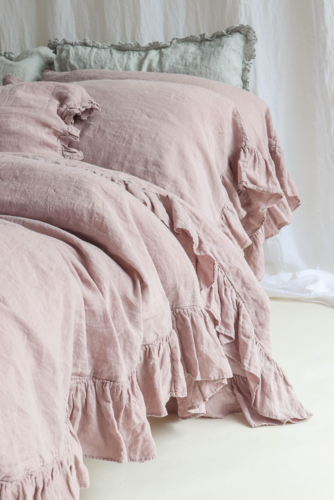 SHABBY CHIC duvet cover set white - MOO Linen Shop