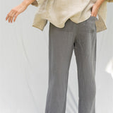 SHADE linen pants grey - MOO Linen Shop