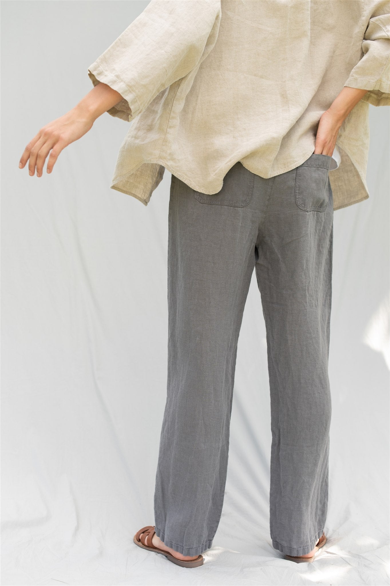 SHADE linen pants grey - MOO Linen Shop