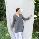 SHADE linen tunic shirt moss green - MOO Linen Shop