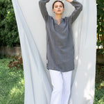 SHADE linen tunic shirt moss green - MOO Linen Shop