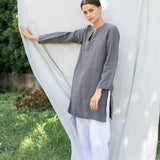 SHADE linen tunic shirt moss green - MOO Linen Shop