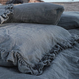 Small ruffle pillowcase SET white - MOO Linen Shop