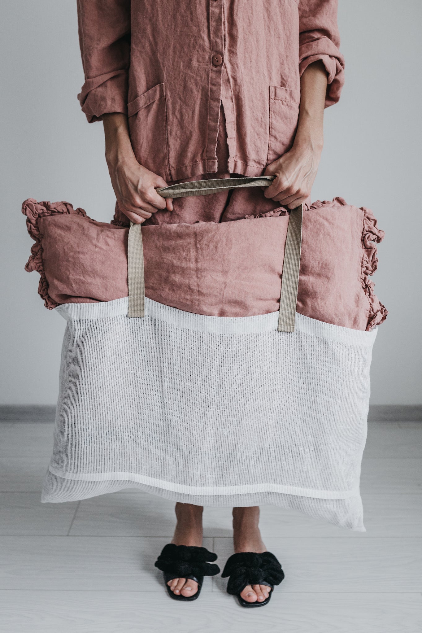 Small ruffle pillowcase SET white - MOO Linen Shop