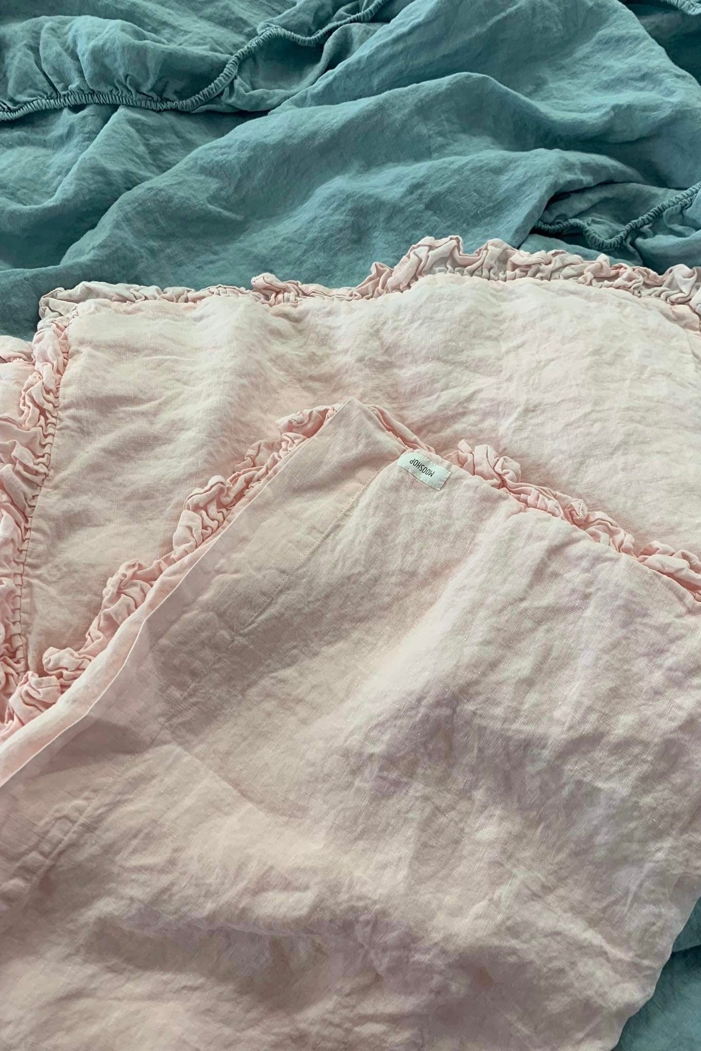 Small ruffle pillowcase SET white - MOO Linen Shop