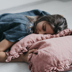 Small ruffle pillowcase SET white - MOO Linen Shop