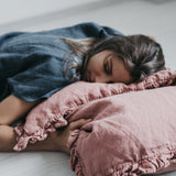 Small ruffle pillowcase SET white - MOO Linen Shop