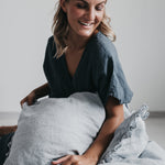 Small ruffle pillowcase SET white - MOO Linen Shop