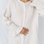 STELLA linen shirt dress white - MOO Linen Shop