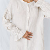 STELLA linen shirt dress white - MOO Linen Shop