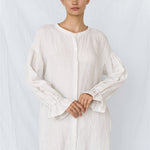 STELLA linen shirt dress white - MOO Linen Shop
