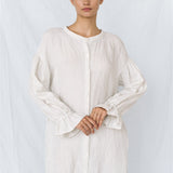 STELLA linen shirt dress white - MOO Linen Shop