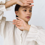 STELLA linen shirt dress white - MOO Linen Shop