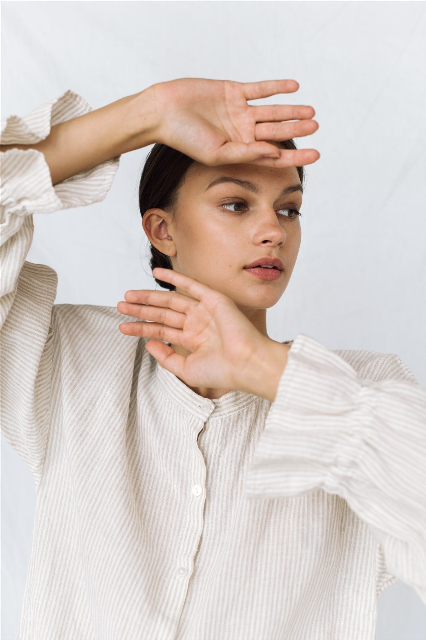 STELLA linen shirt dress white - MOO Linen Shop