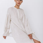 STELLA linen shirt dress white - MOO Linen Shop