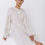 STELLA linen shirt dress white - MOO Linen Shop