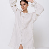 STELLA linen shirt dress white - MOO Linen Shop