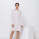 STELLA linen shirt dress white - MOO Linen Shop