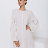 STELLA linen shirt dress white - MOO Linen Shop
