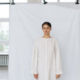 STELLA linen shirt dress white - MOO Linen Shop