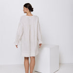 STELLA linen shirt dress white - MOO Linen Shop