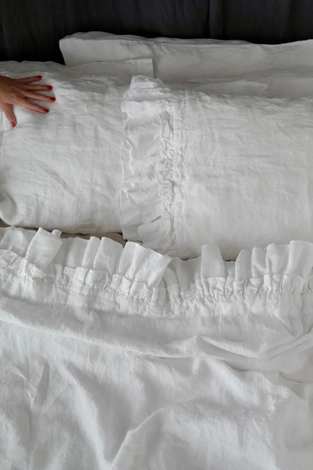 SUNNY rustic style duvet cover set white - MOO Linen Shop