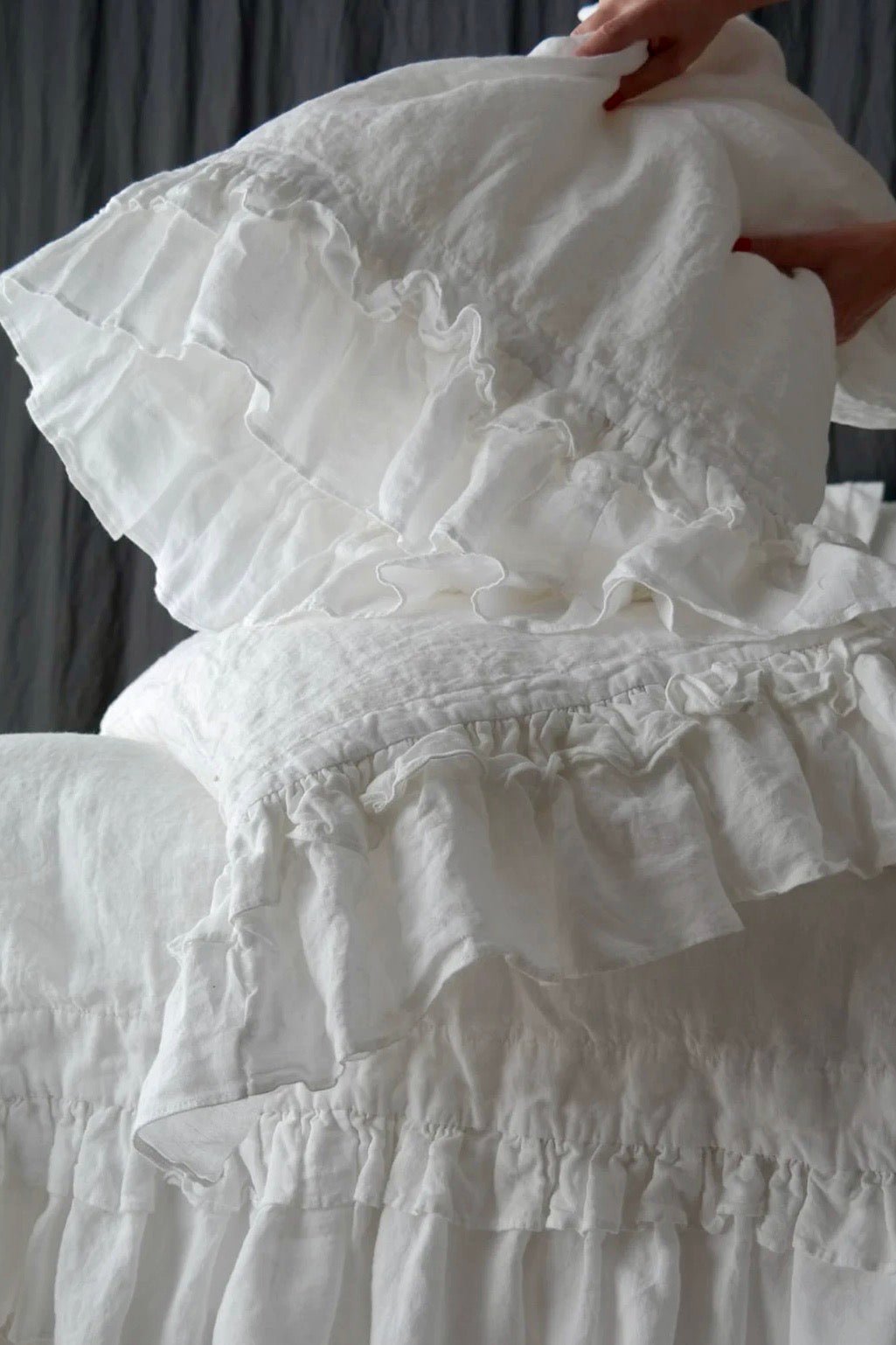 SUNNY rustic style duvet cover set white - MOO Linen Shop