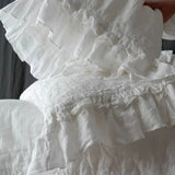 SUNNY rustic style duvet cover set white - MOO Linen Shop