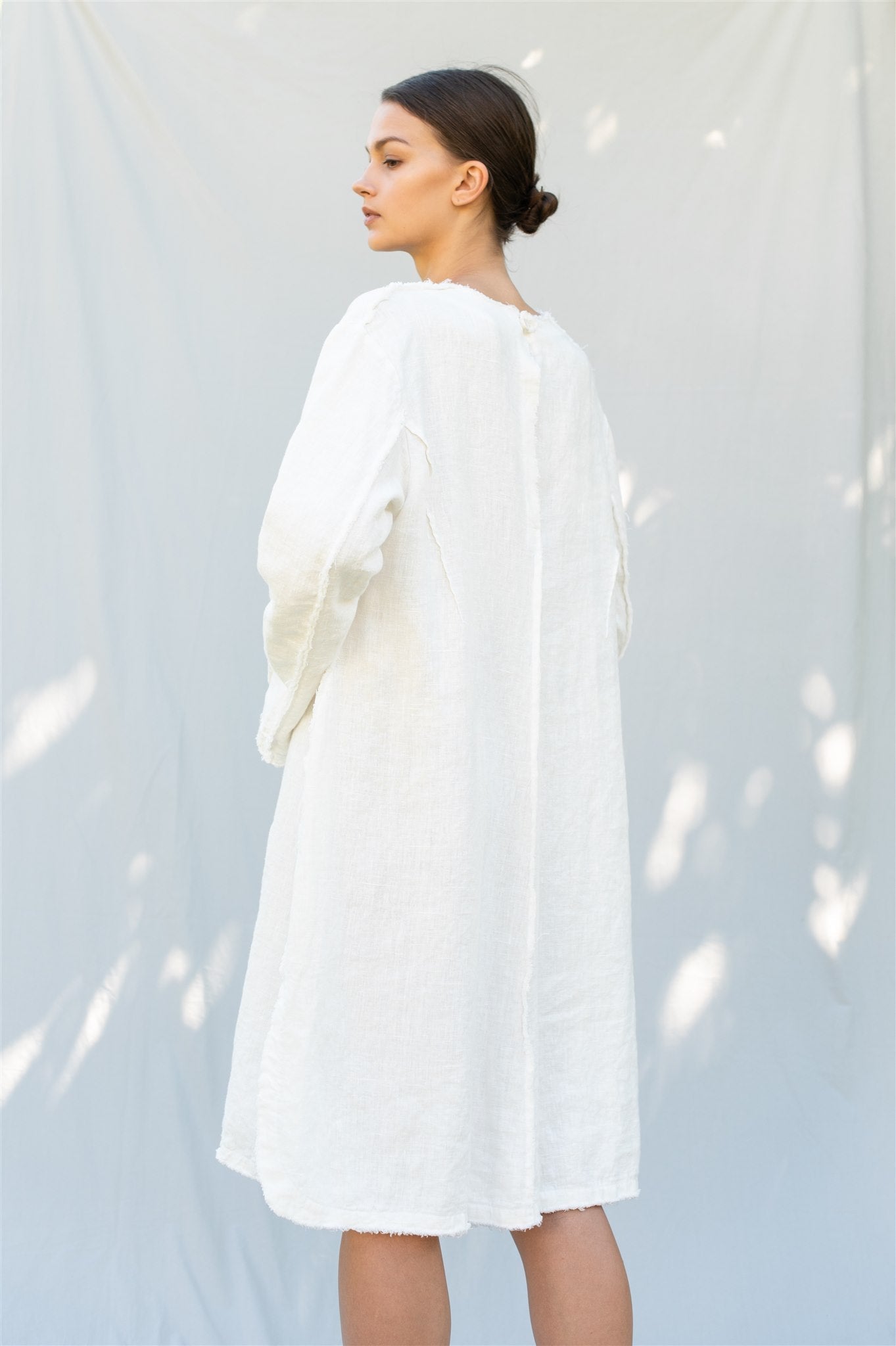 THE CITY linen dress antique white - MOO Linen Shop