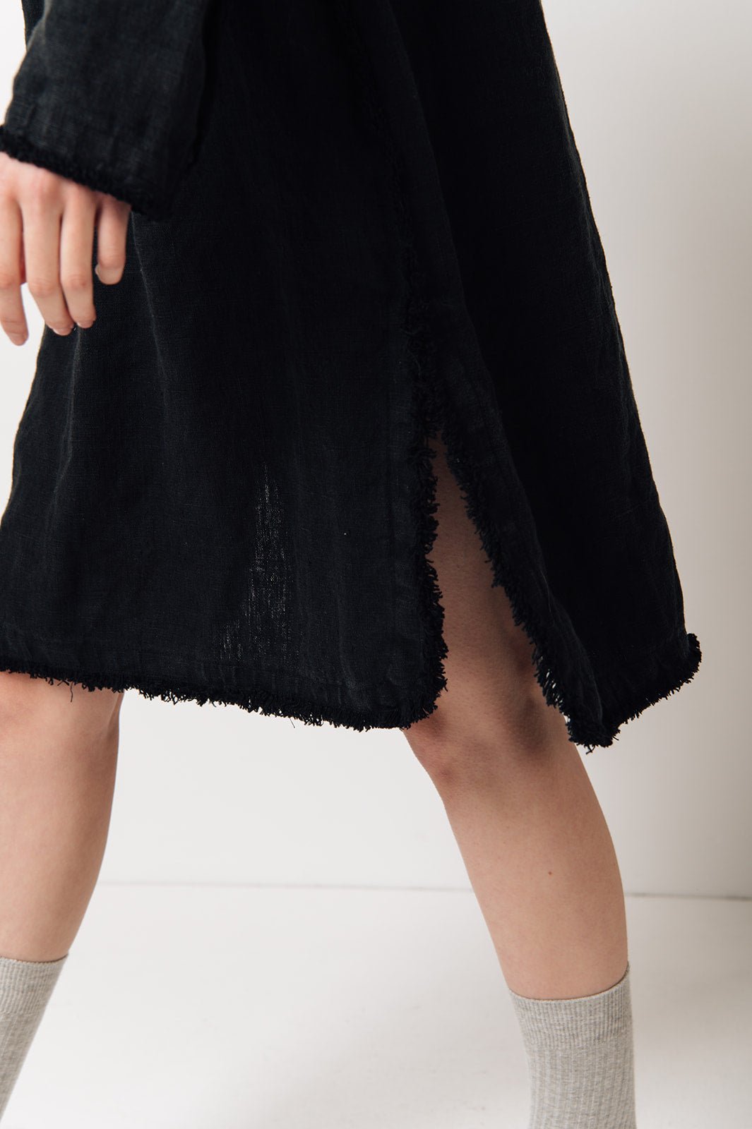 THE CITY linen dress antique white - MOO Linen Shop