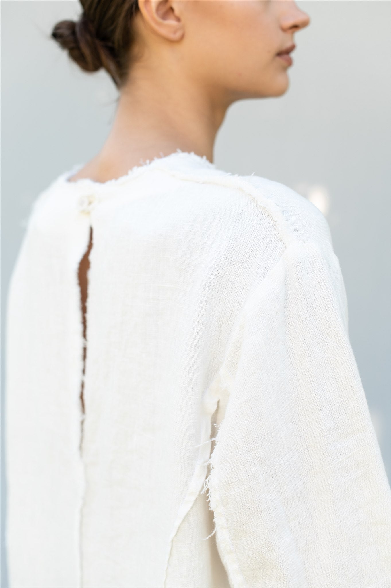 THE CITY linen dress antique white - MOO Linen Shop