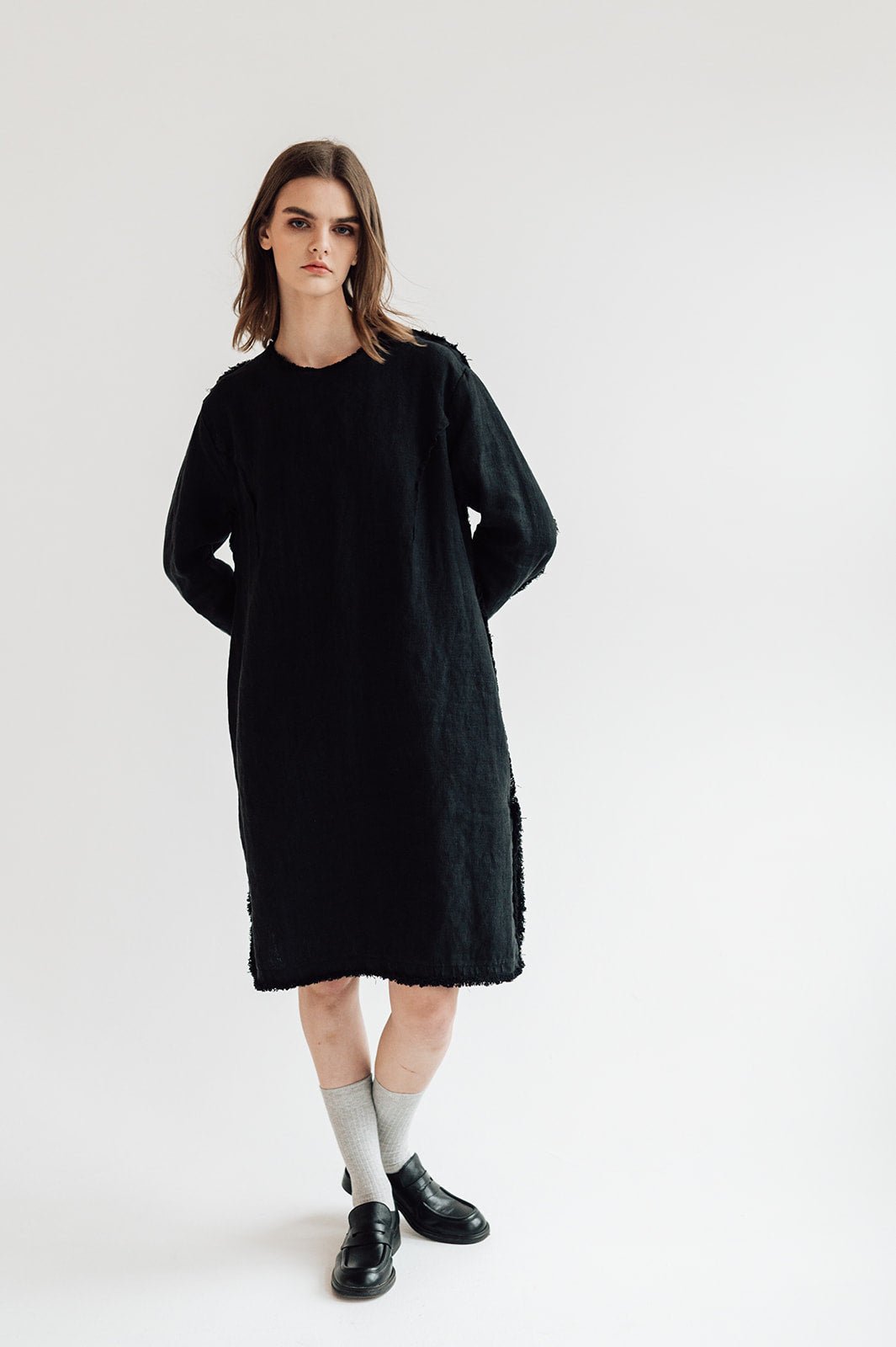 THE CITY linen dress antique white - MOO Linen Shop