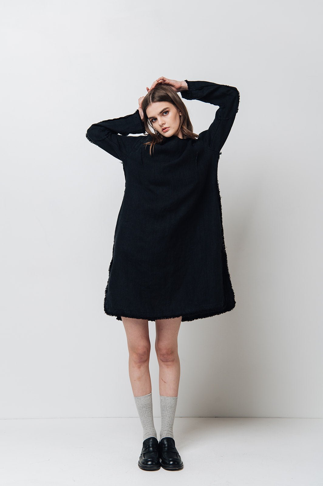 THE CITY linen dress antique white - MOO Linen Shop