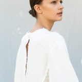 THE CITY linen dress antique white - MOO Linen Shop