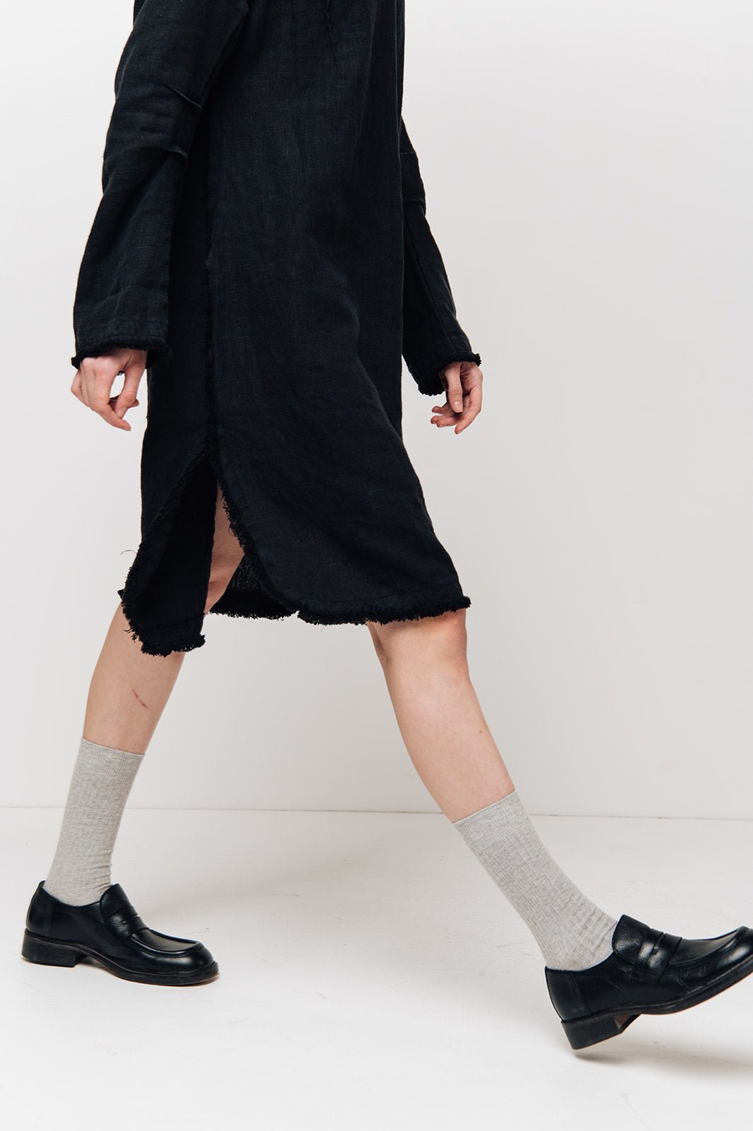 THE CITY linen dress antique white - MOO Linen Shop