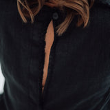 THE CITY linen dress antique white - MOO Linen Shop