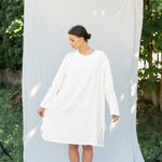 THE CITY linen dress antique white - MOO Linen Shop